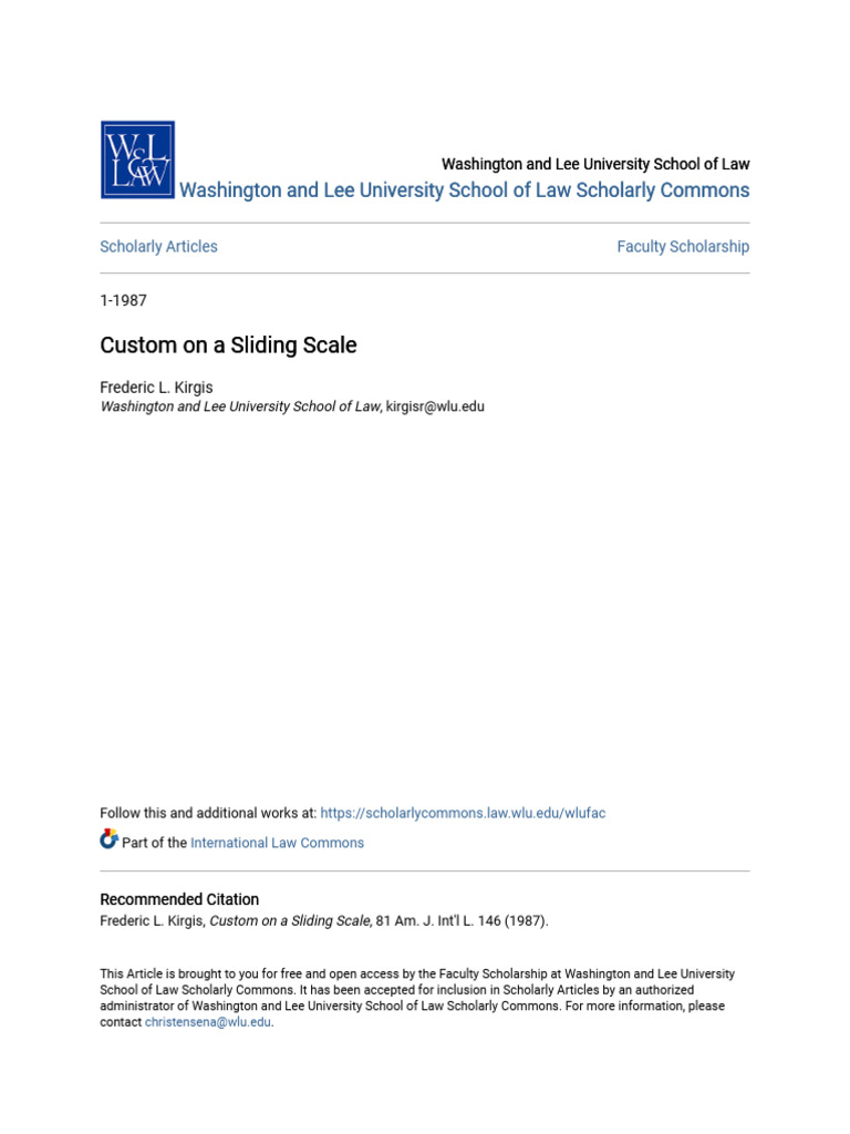 Custom on a Sliding Scale | PDF | International Law | International ...