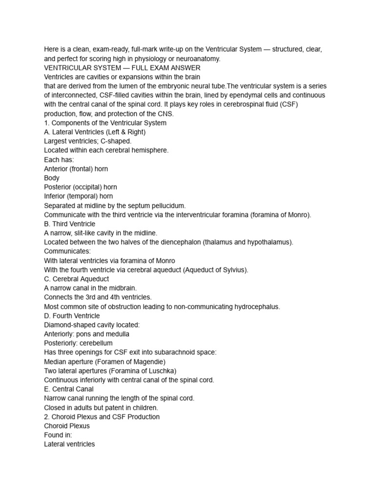 Ventricular System and Csf_094720 | PDF | Cerebrospinal Fluid | Nervous ...