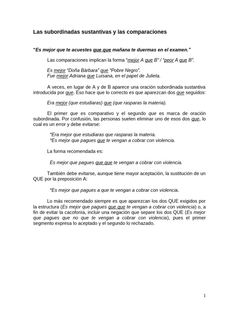 37. Subordinadas Sustantivas y Las Comparaciones | PDF