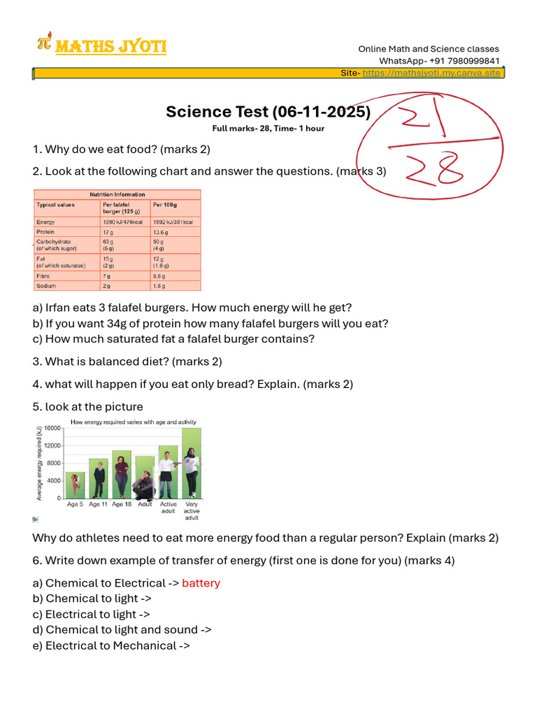 06-11-2025 Science (Energy) Test | PDF