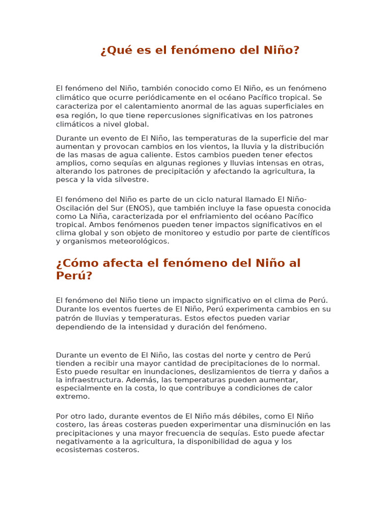 Qué Es El Fenómeno Del Niño | PDF
