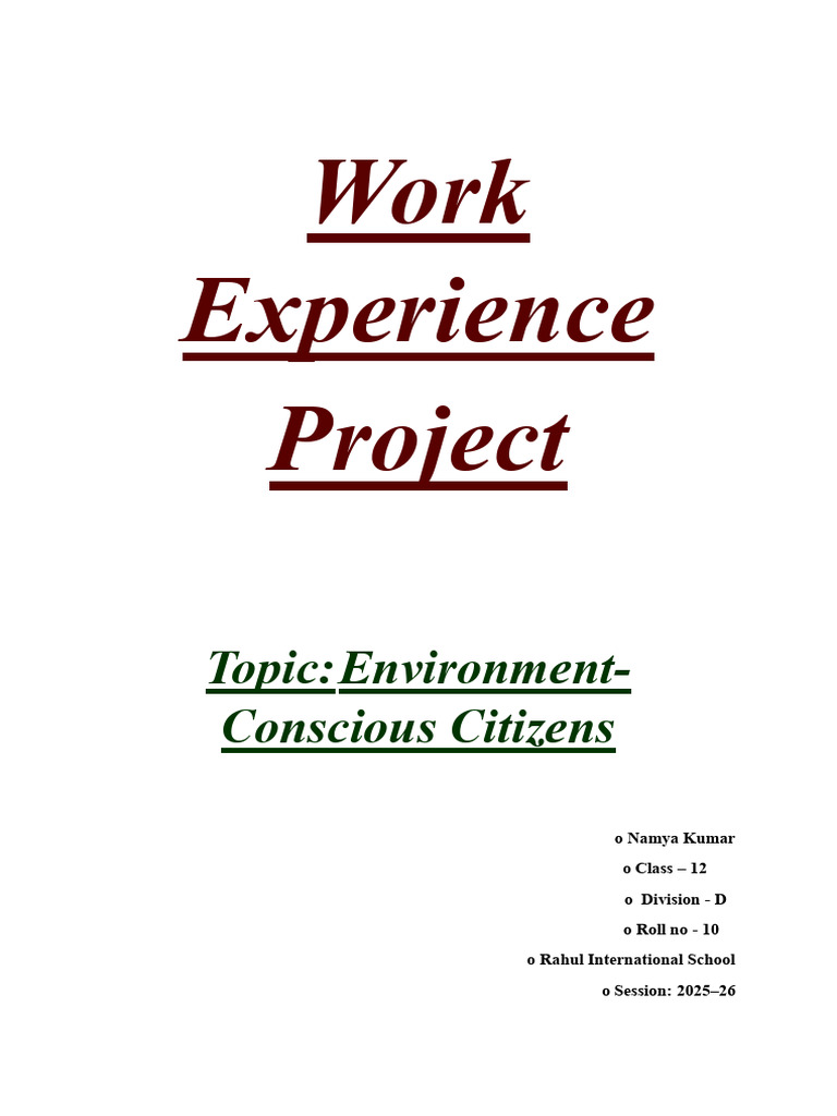 Work Experience Project | PDF | Waste | Recycling