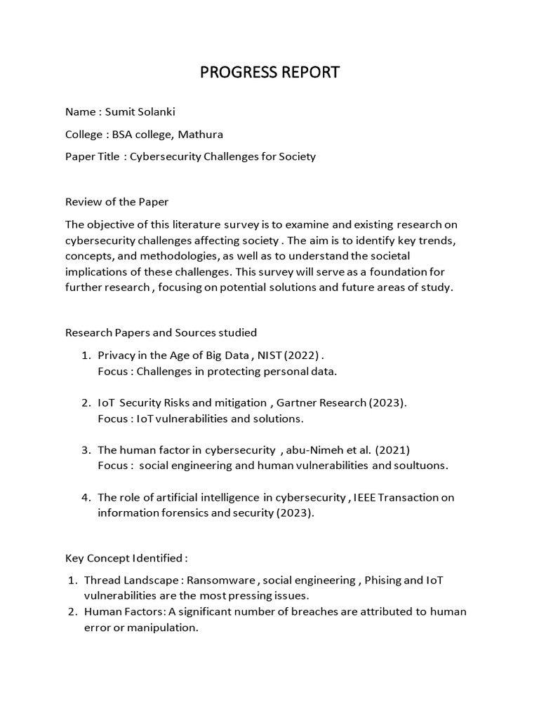 Progress Report | PDF