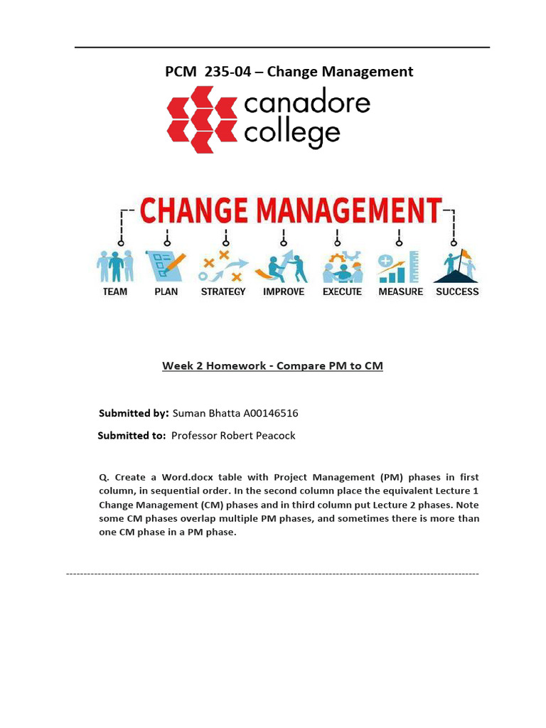 Change Management Assignment | PDF | Project Management | Evaluation