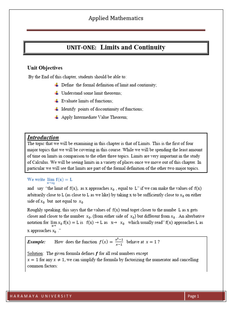 Calculus I for Computer Science | PDF | Limit (Mathematics) | Function ...