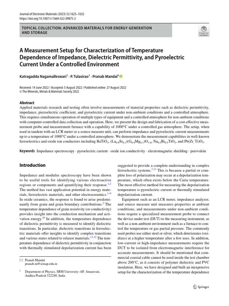 Measurement Setup for Characterization of Temperature Dependence of ...
