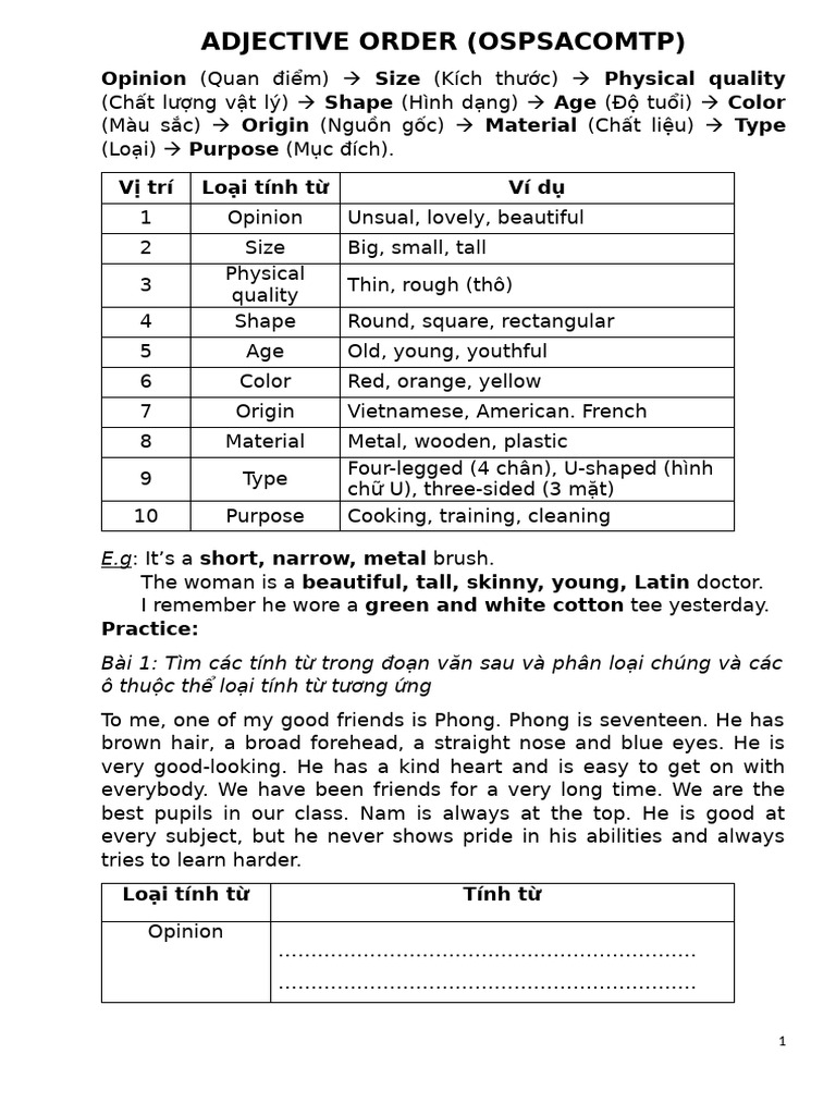 Adjective Order | PDF