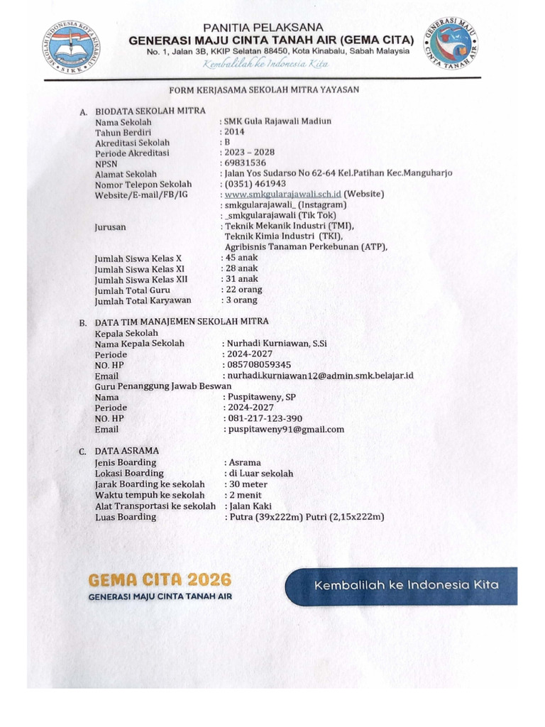 MOU Gemacita Dan SMK Gula Rajawali | PDF