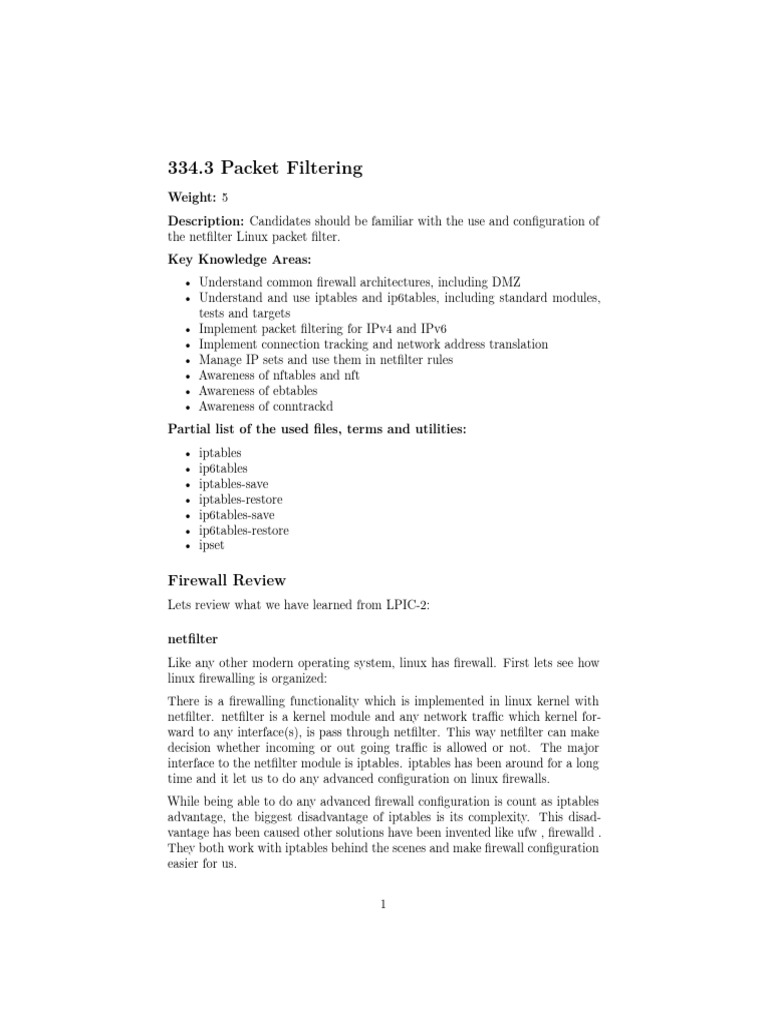 334.3 Packet Filtering | PDF | Data Transmission | Internet Protocols