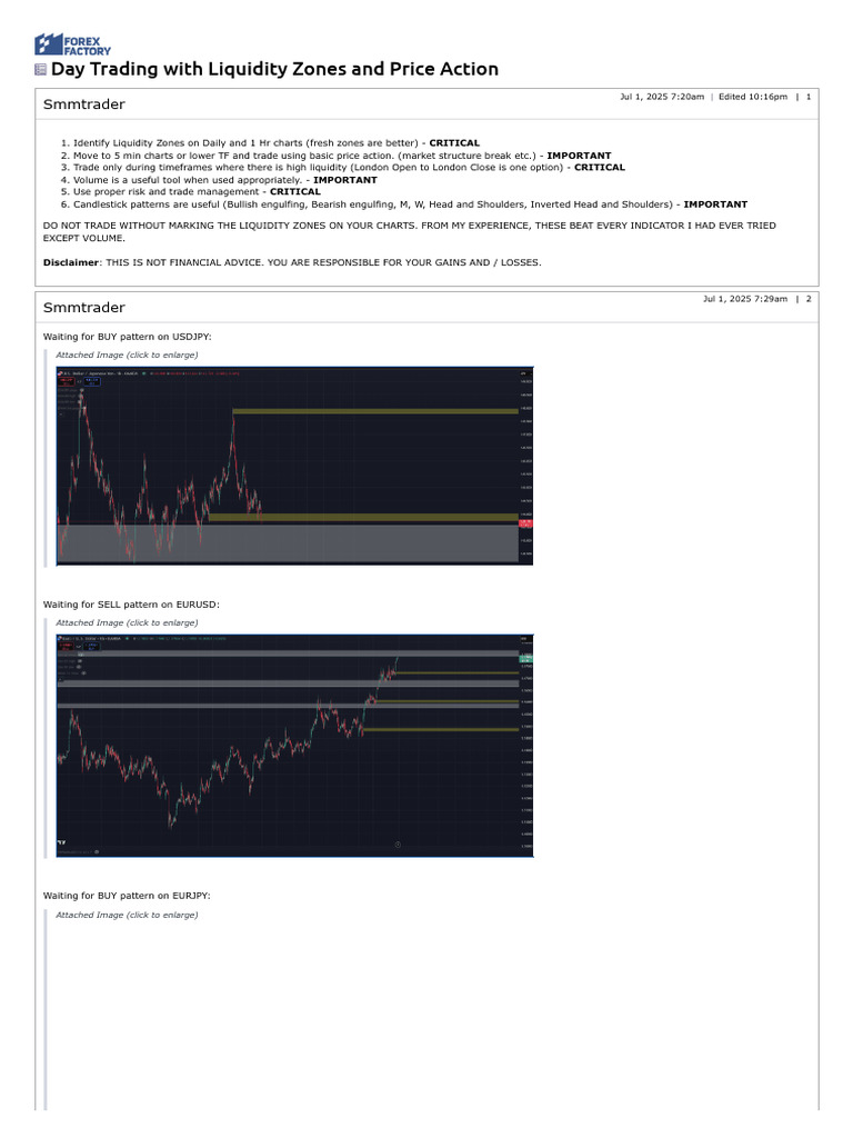 Day Trading With Liquidity Zones and Price Action _ Forex Factory | PDF ...