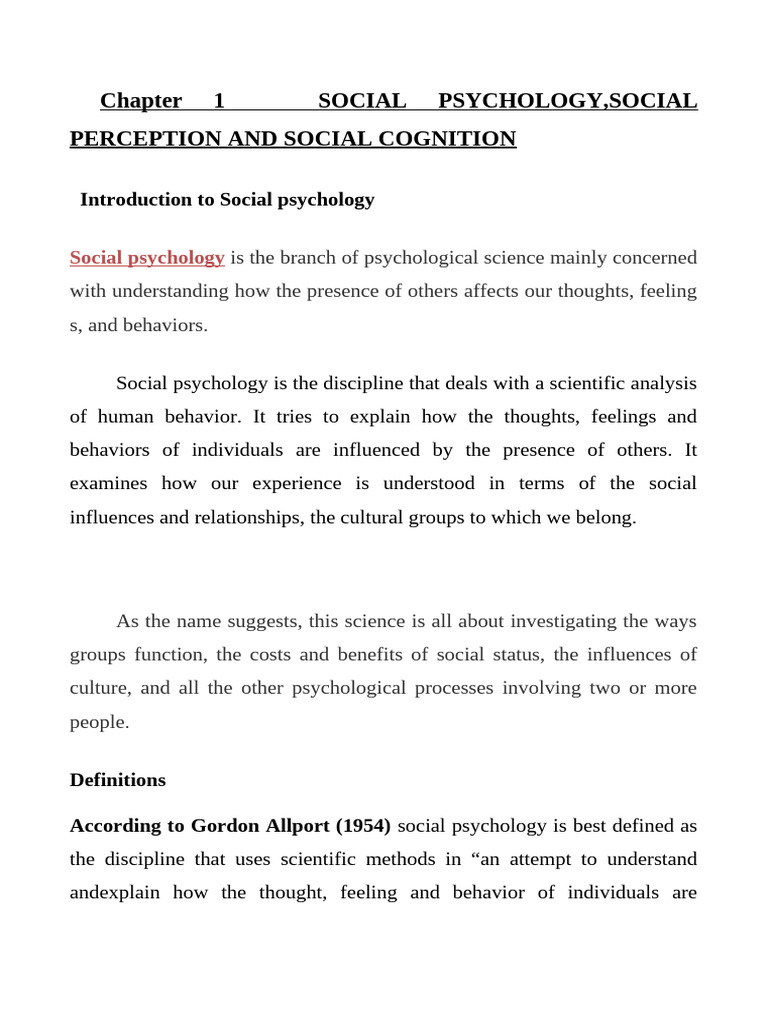 Unit 1Social Psychology | PDF | Social Psychology | Psychology