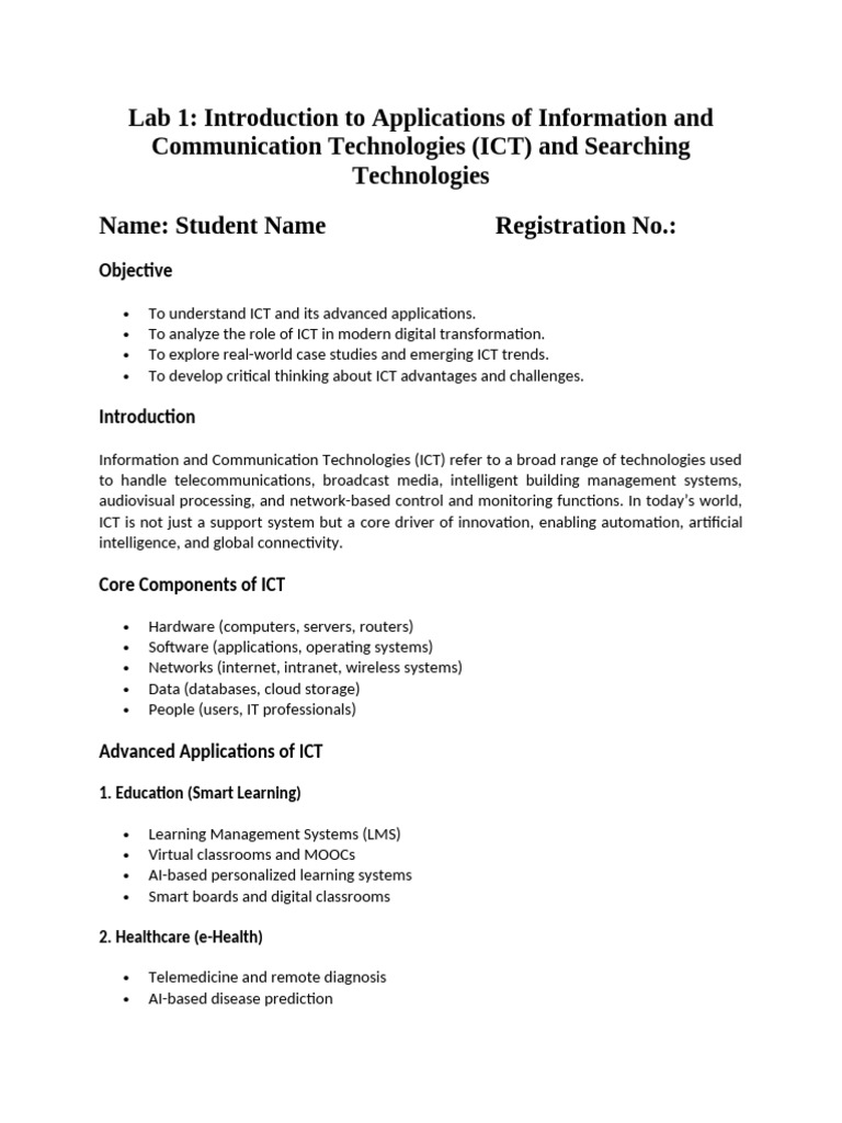 Aict Lab Manual - Lab 1 | PDF | Information And Communications ...