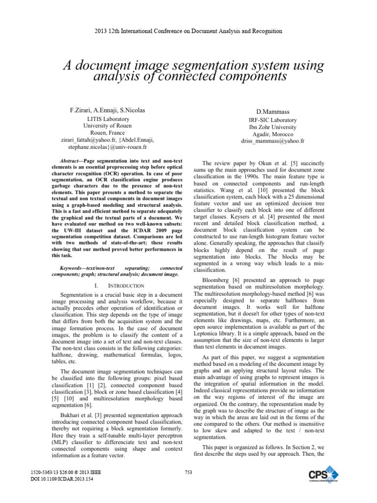 A Document Image Segmentation System Using Analysis of Connected ...
