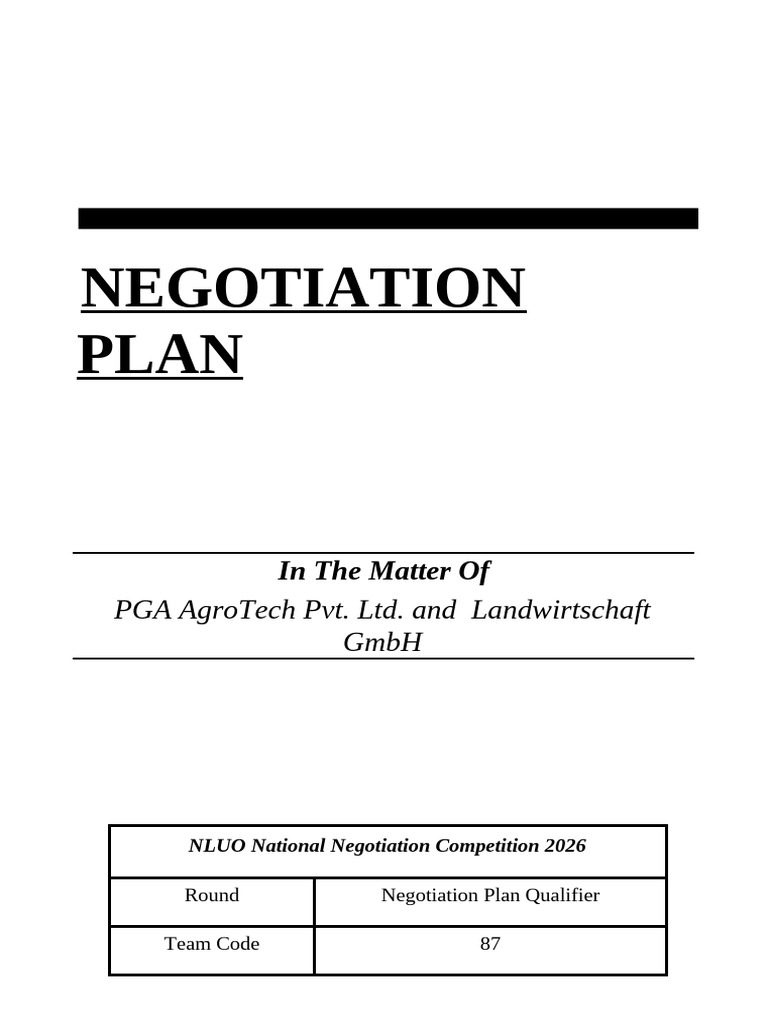 Negotiation Plan | PDF