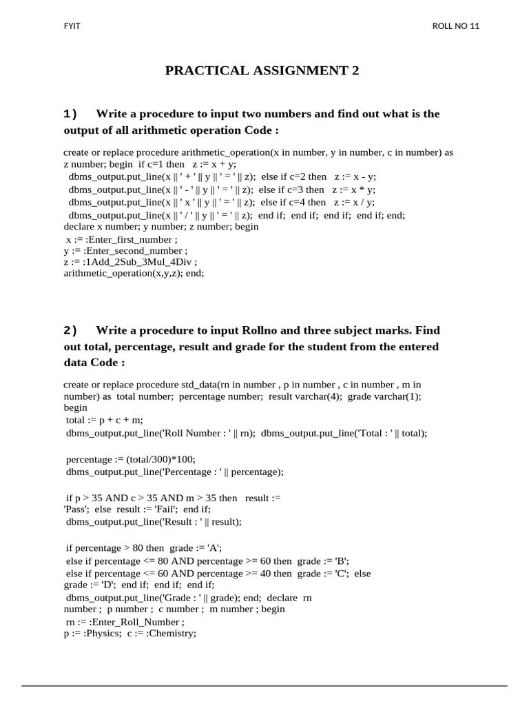Practical Assignment Roll 11 | PDF | Computer Programming | Computing