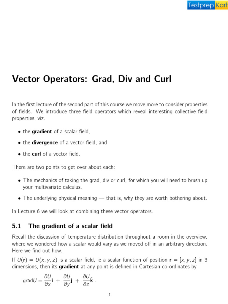 1.vector - Calculus - Review - (Grad, Div, Curl) | PDF | Divergence | Flux