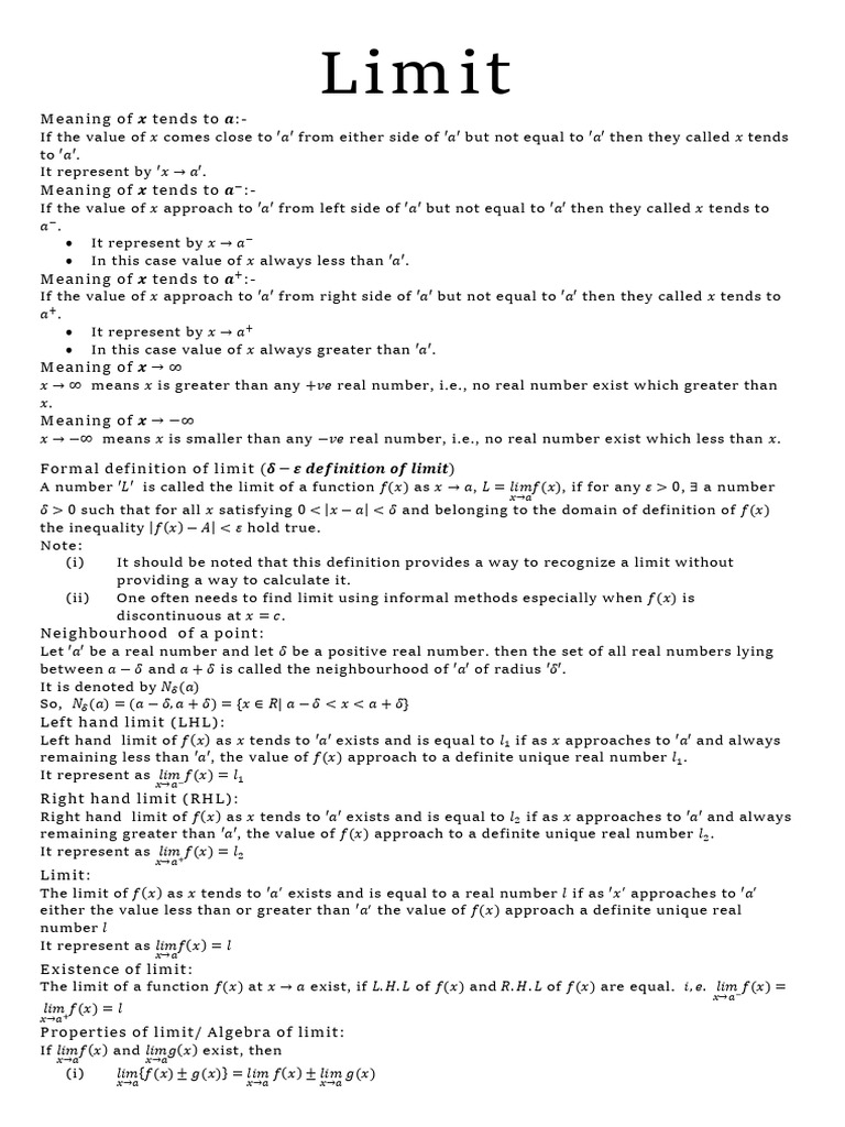 limit | PDF | Mathematics | Mathematical Analysis