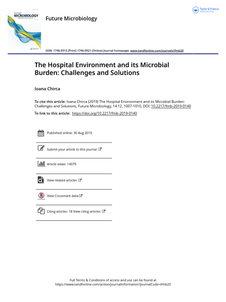 The Hospital Environment and Its Microbial Burden Challenges and ...