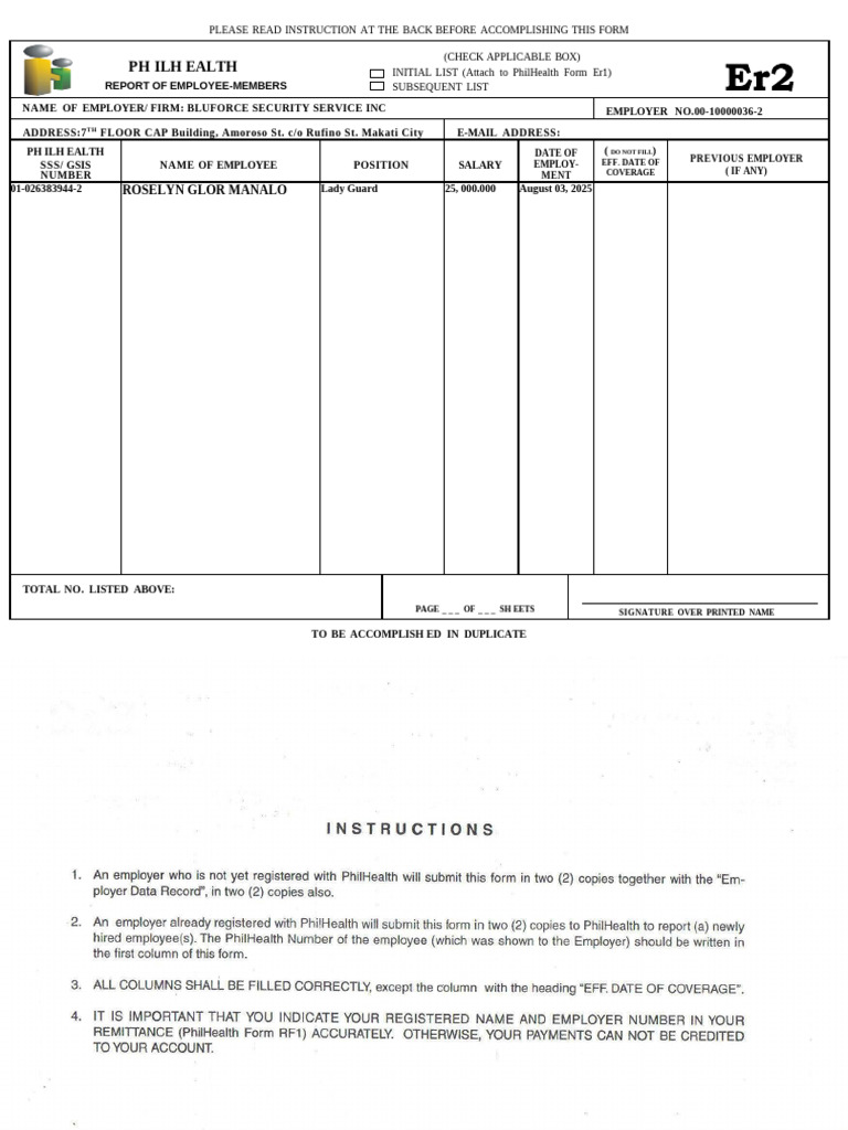 ER2 FORM | PDF