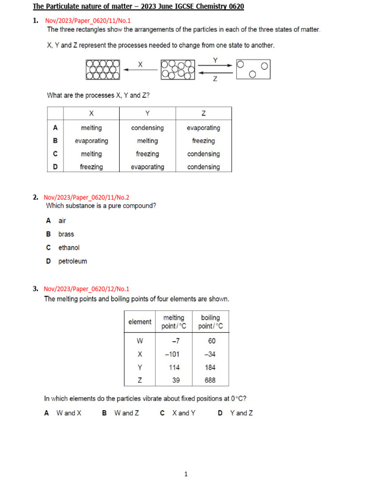 2023N States of Matter IGCSE Chem 0620 | PDF