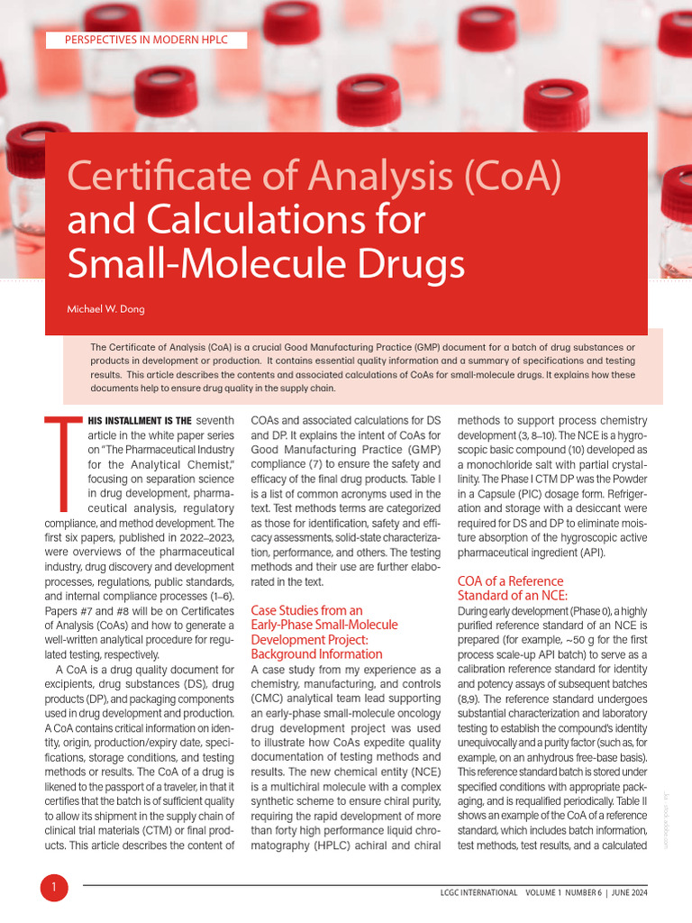 A Primer on Certificate of Analysis (CoA) | PDF | High Performance ...