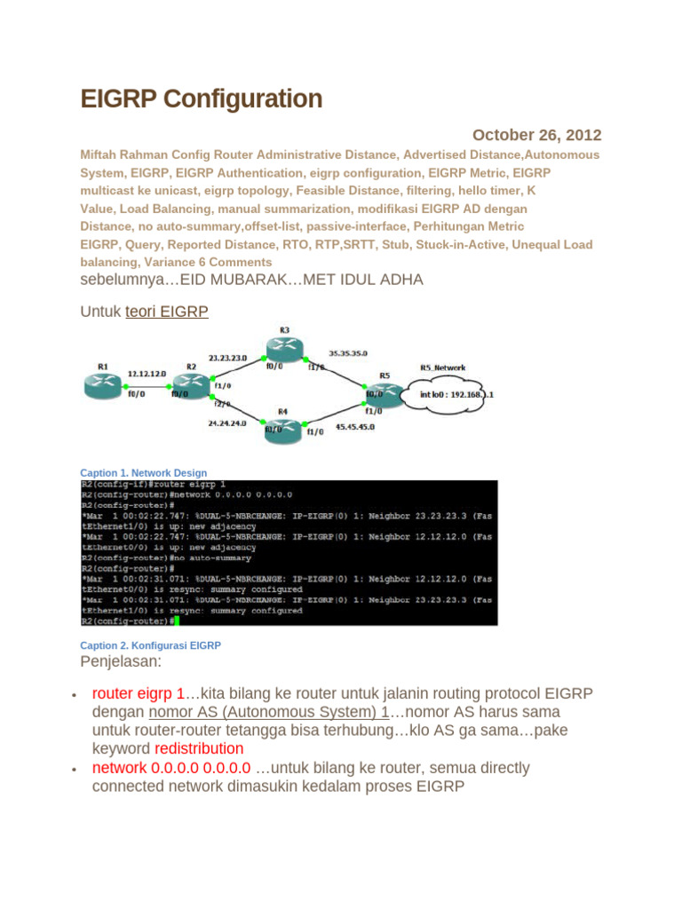 EIGRP Configuration | PDF