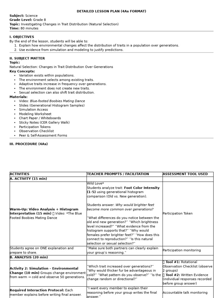 DETAILED LESSON PLAN - Science 8 - Classroom Observation | PDF ...