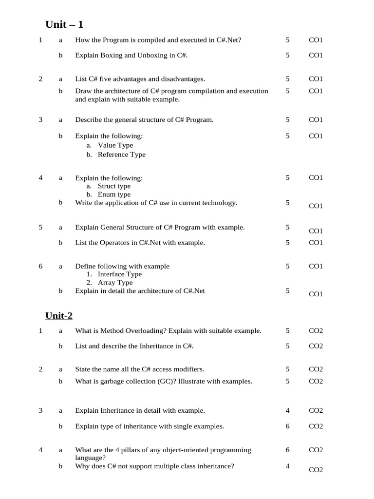 Imp Question Bank of C# | PDF | C Sharp (Programming Language ...