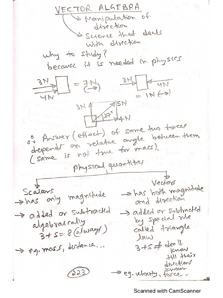 Vectors Notes | PDF