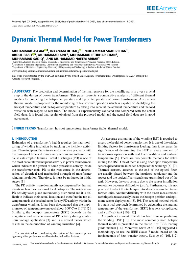 Dynamic Thermal Model for Power Transformers | PDF