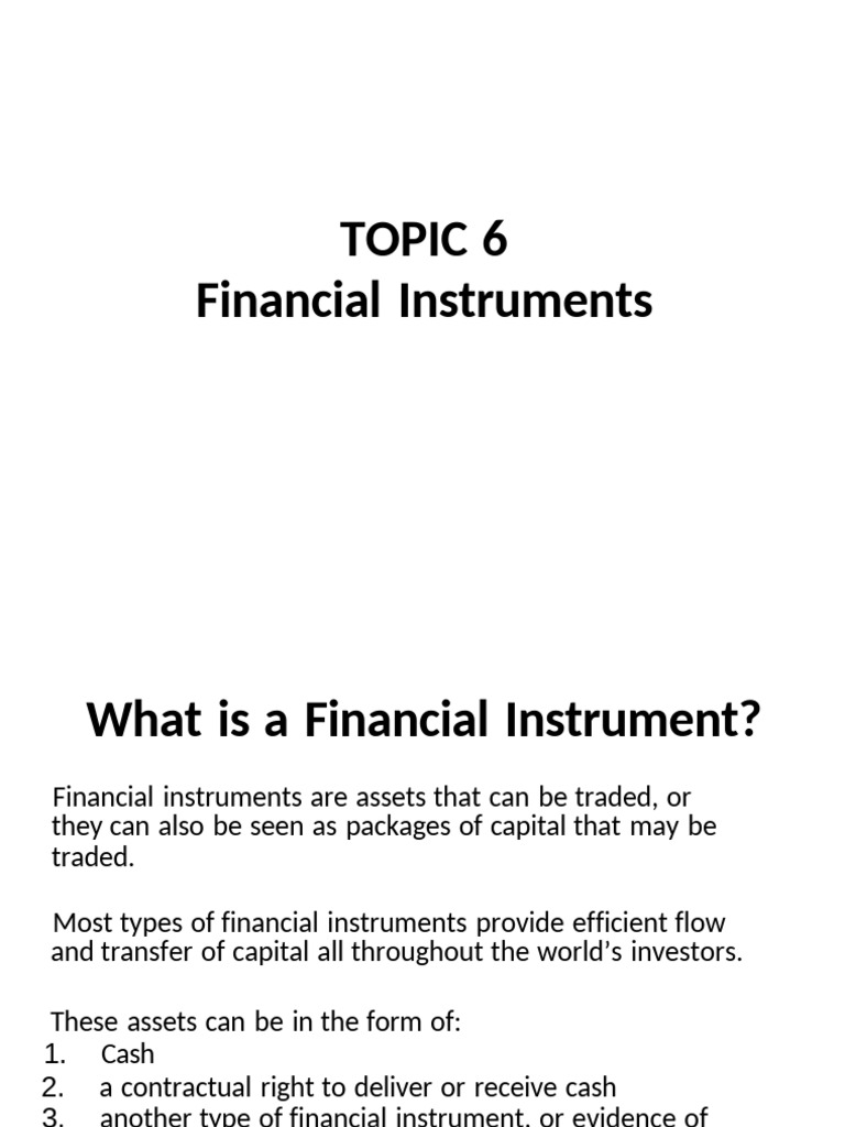 TOPIC 6 - Financial Instruments.pptx | PDF | Bonds (Finance) | Exchange ...