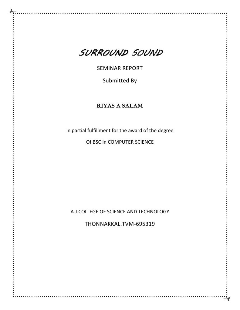 Surround Sound Seminar Report | PDF