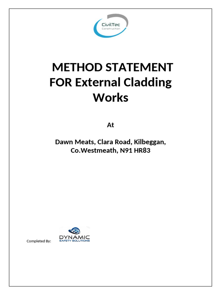 Method Statement for External Cladding Works, Rev01, Date 06.08.24 ...