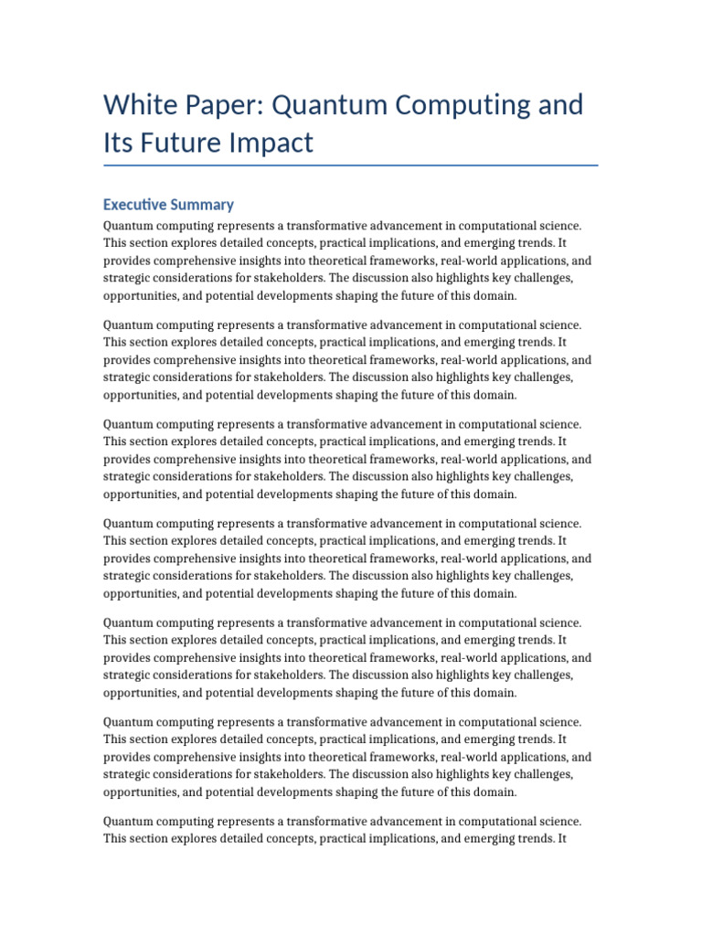 Quantum Computing White Paper | PDF | Science | Computational Science