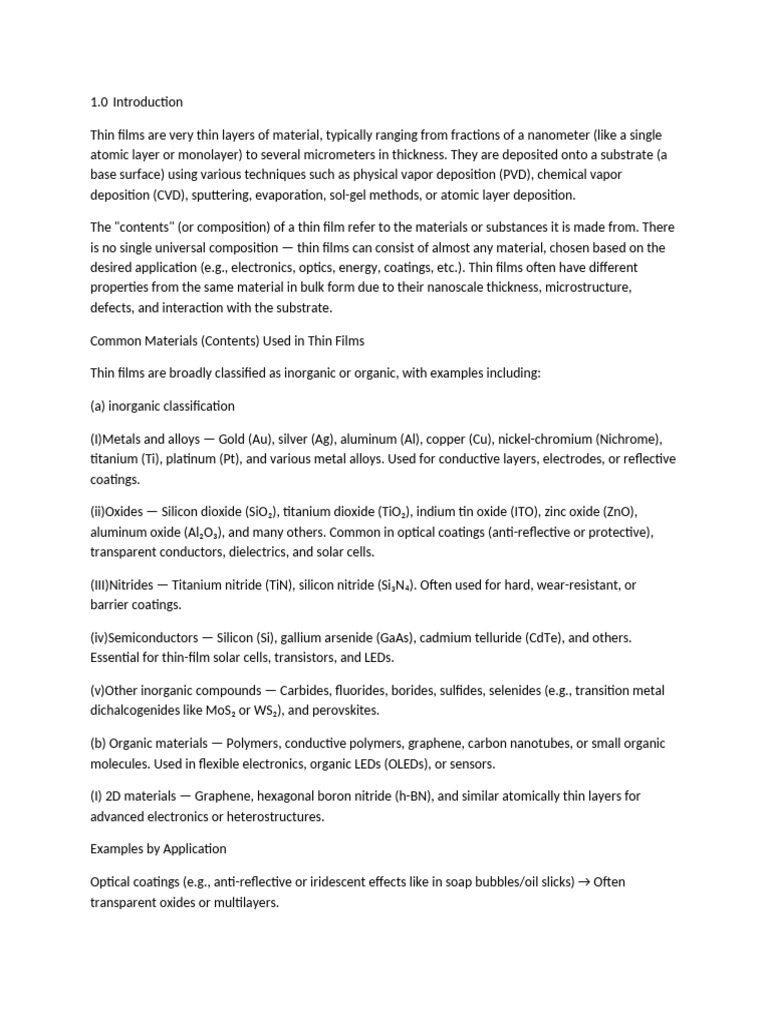Thin Films Introductioñ Chapter One | PDF | Thin Film | Chemical Vapor ...