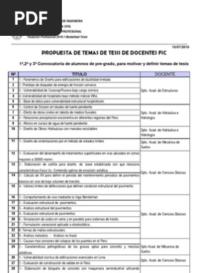 Propuestas De Temas De Tesis De Docentes Fic Transporte