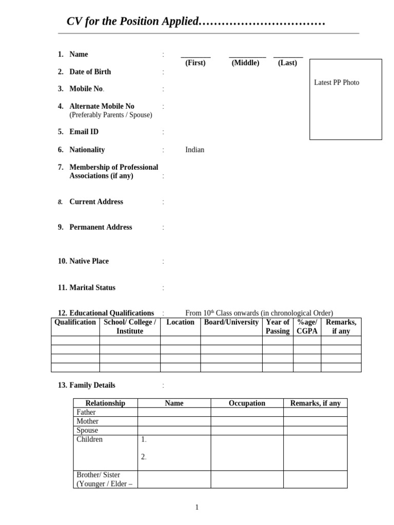 Standard CV Format APUIAML | PDF | Chess | Chess Openings