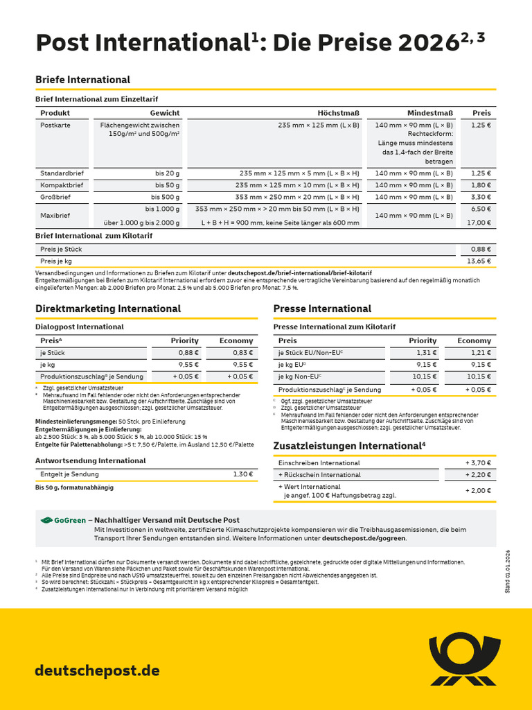 DP Preise Brief International 2026 | PDF