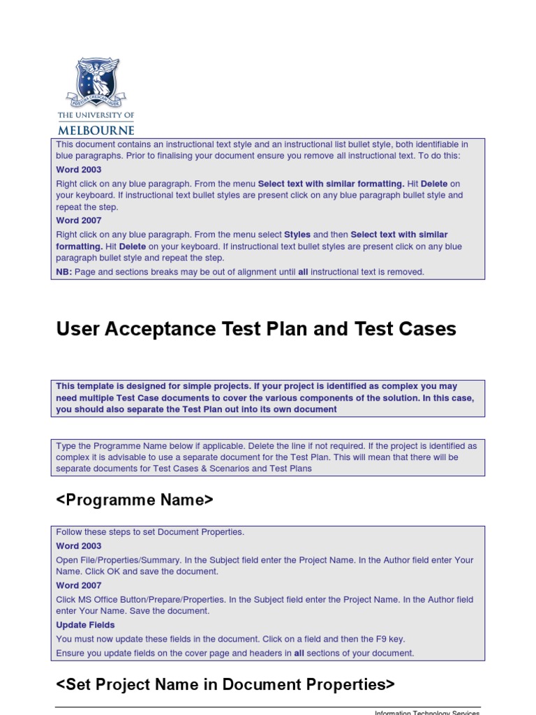 UAT Plan and Test Case Template | PDF | Scope (Computer Science ...