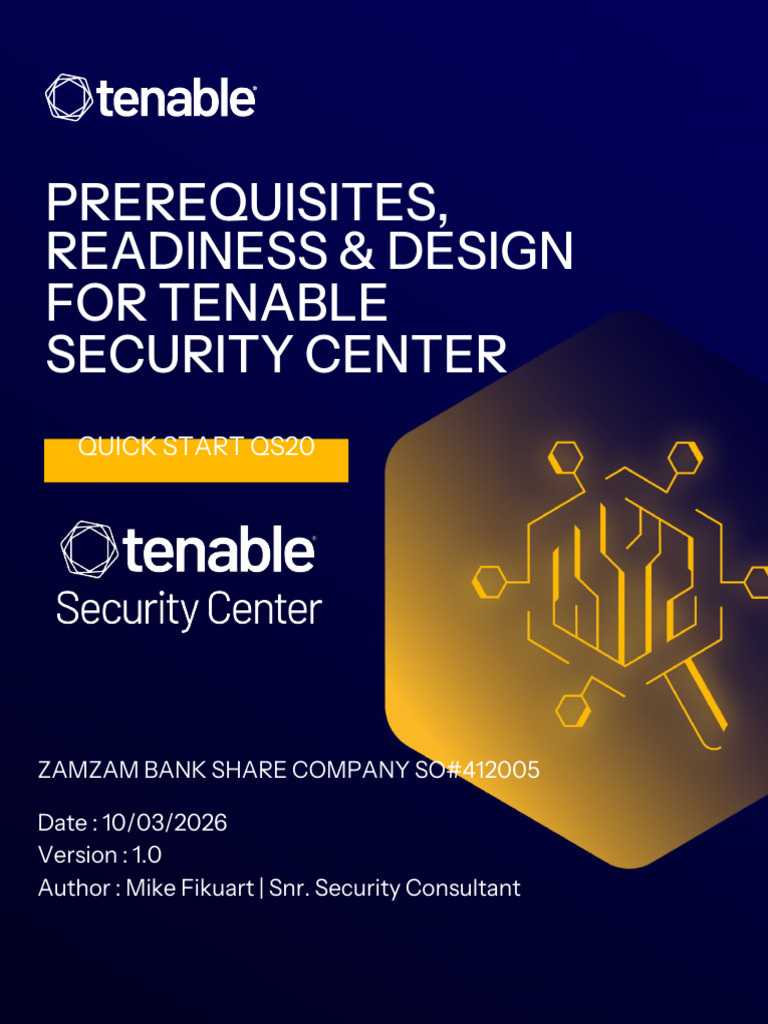 PS PREREQUISITES & READINESS Tenable Security Center Quick Start Deploy ...