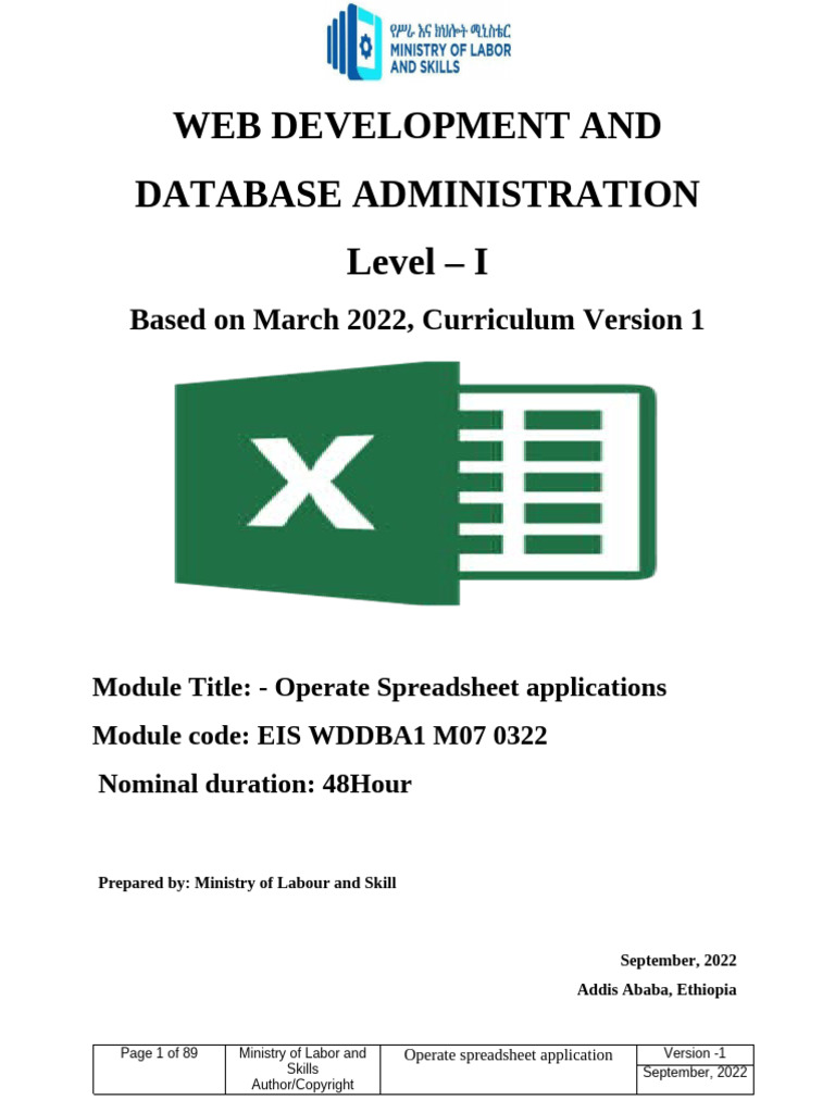 Module 07 Operate Spreadsheet Application | PDF | Spreadsheet ...