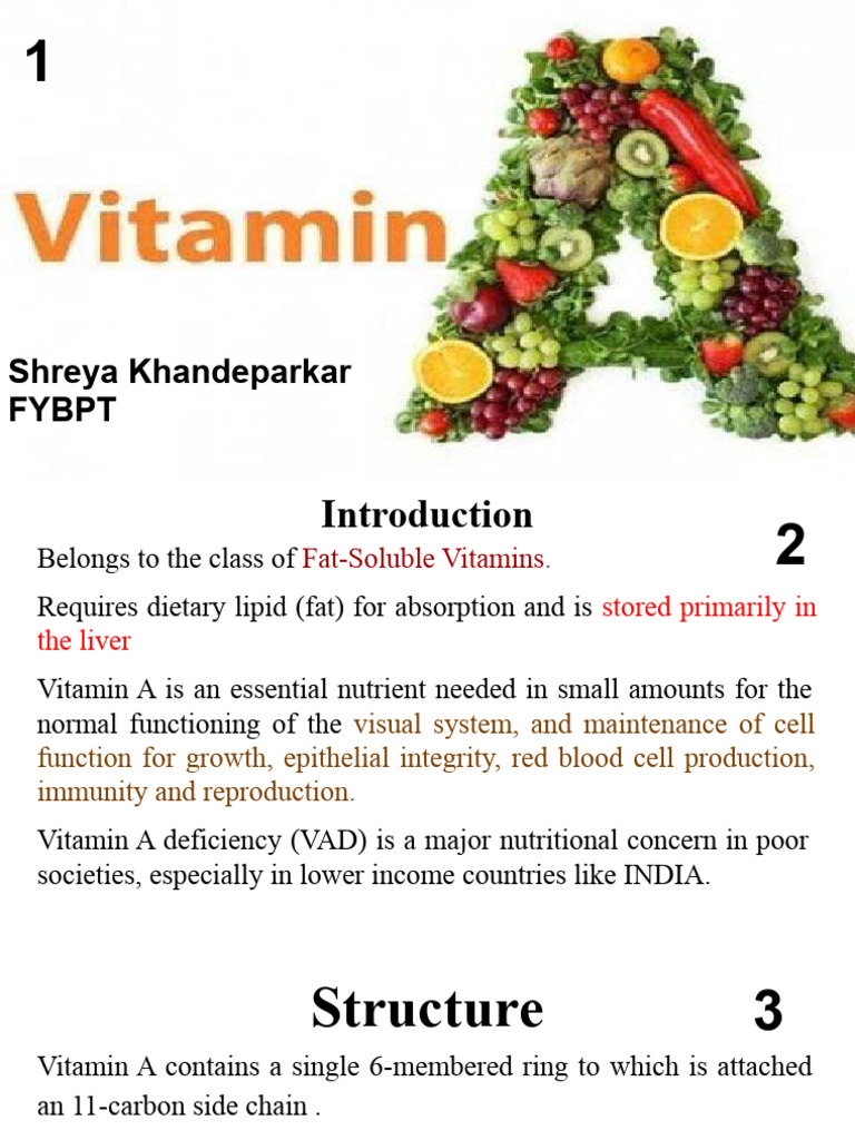 Vitamin a. Final Presentation | PDF | Vitamin A | Retinal