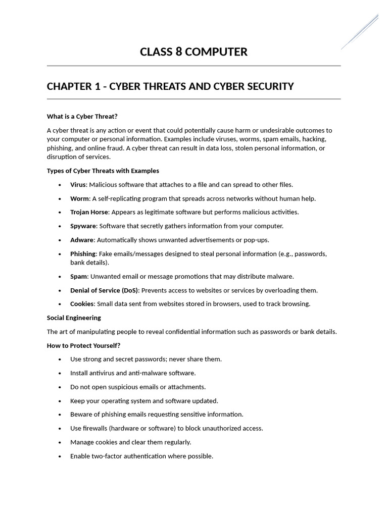 Class 8 Computer (i) | PDF | Malware | Relational Database