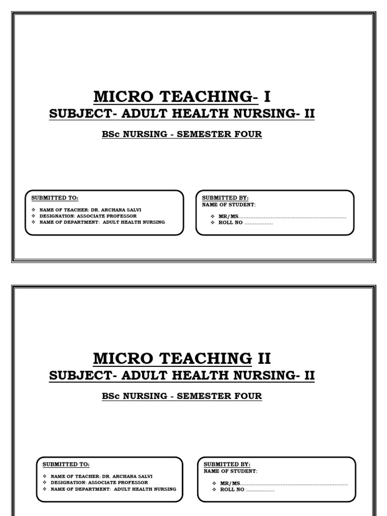 Micro Teaching Front Page | PDF