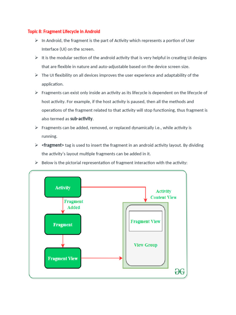 Lecture 8 Fragment Life Cycle | PDF | User Interface | Android ...