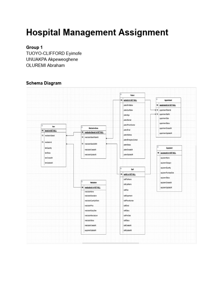 Hospital Management Assignment Group 1 | PDF | Data Model | Data ...