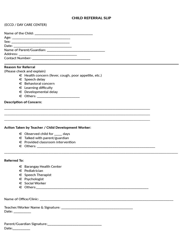Child Referral Slip | PDF