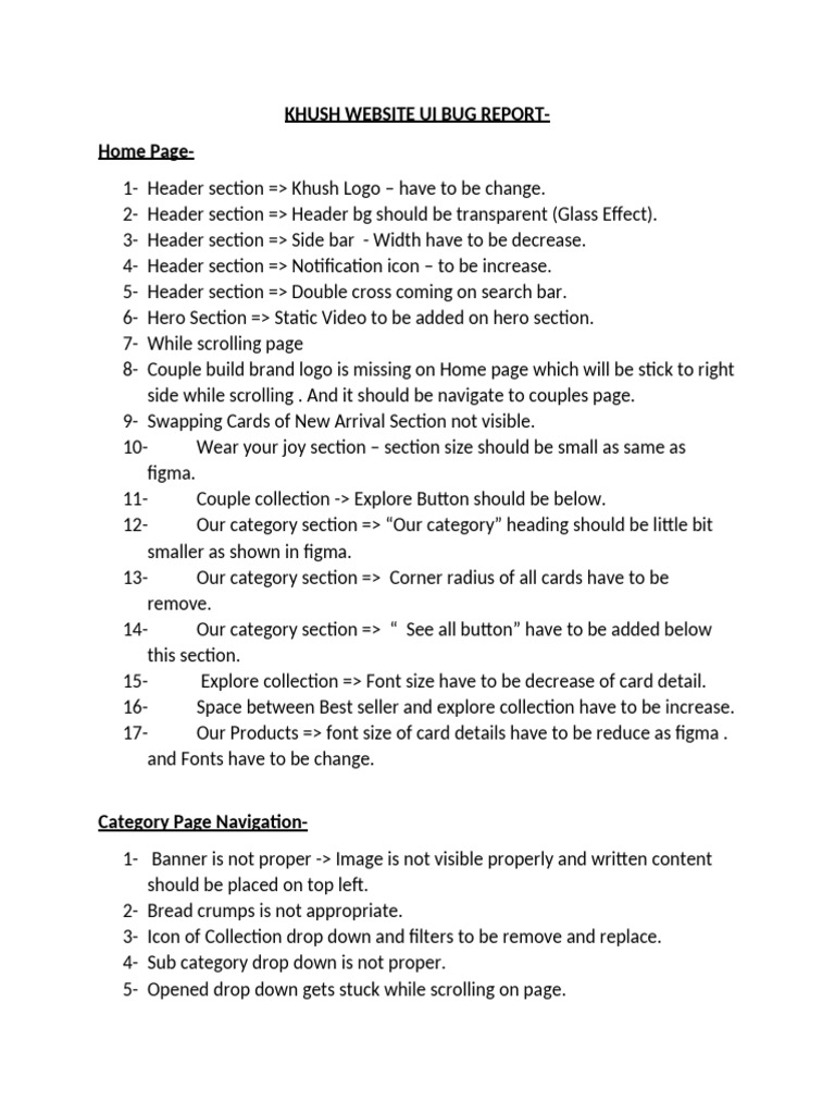 Khush Website Ui Bug Report | PDF