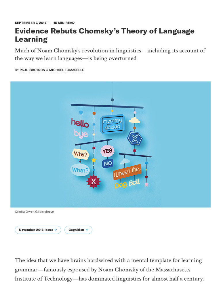 Evidence Rebuts Chomsky's Theory of Language Learning (1) | PDF | Noam ...