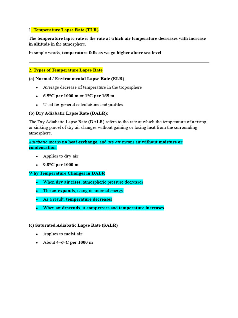 Calculation of Temperature Lapse Rate and Drawing | PDF | Transparent ...